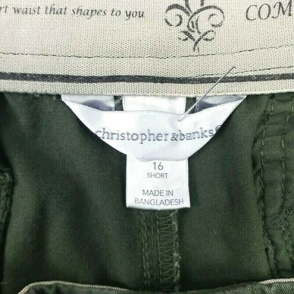 Christopher Banks Green Comfort Waist Stretch Straight Leg Casual Pant Women 16S - Picture 9 of 13